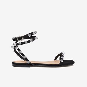 Shoedazzle Worth The Hype Black Studded Sandals - Size 6.5